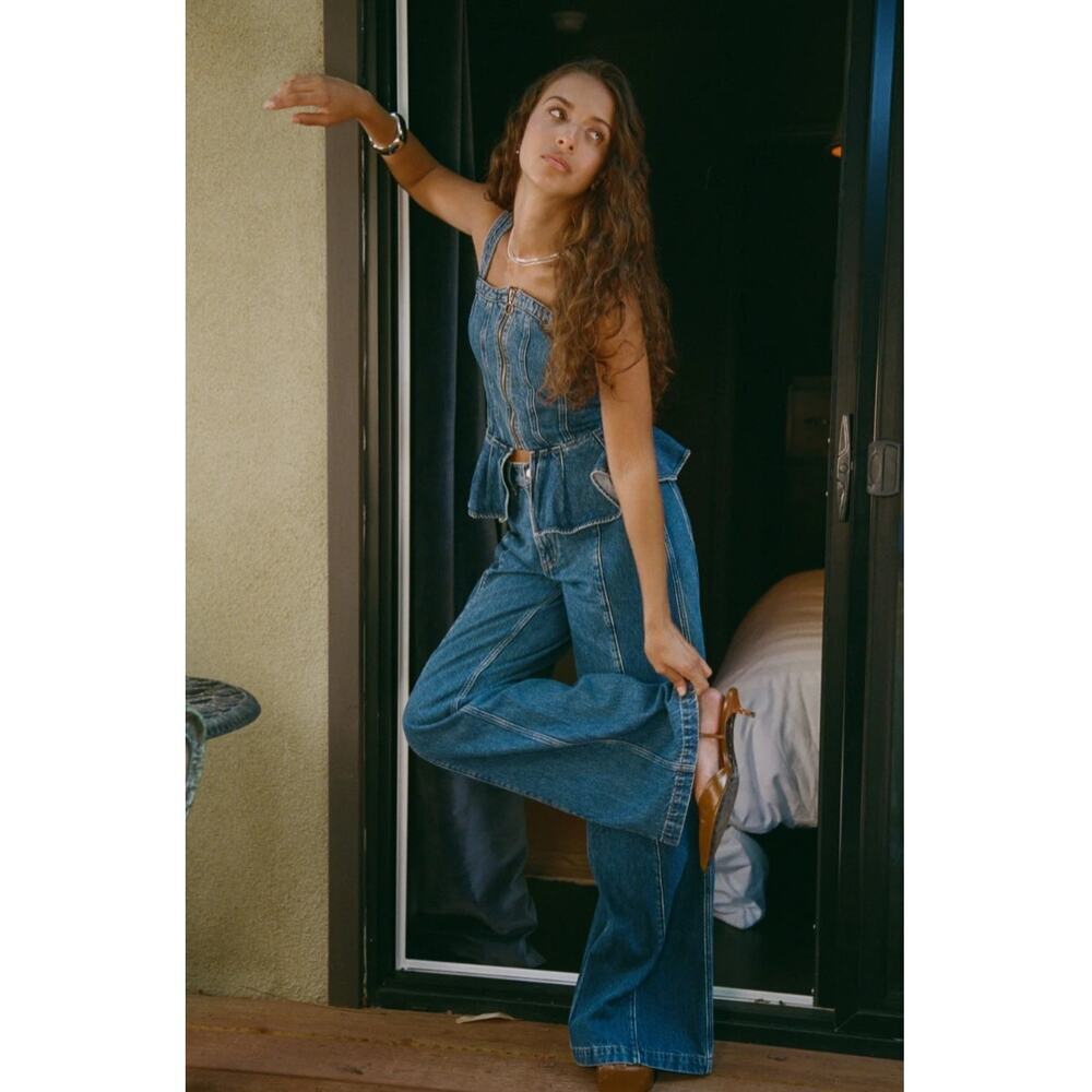 Seventy + Mochi Anthropologie Bay Wide Leg Jean Two Tone in Phoenix Size 26 NWT